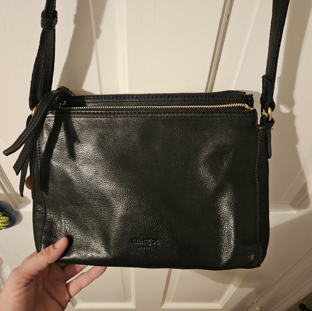 Margot New York Black Leather Crossbody Bag